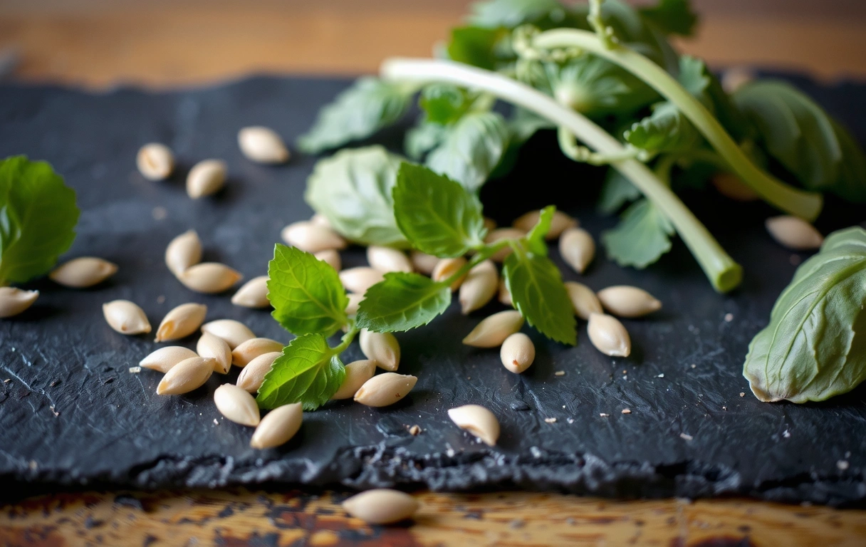 Botanische Zutaten auf dunklem Untergrund
